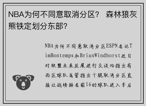 NBA为何不同意取消分区? 森林狼灰熊铁定划分东部?